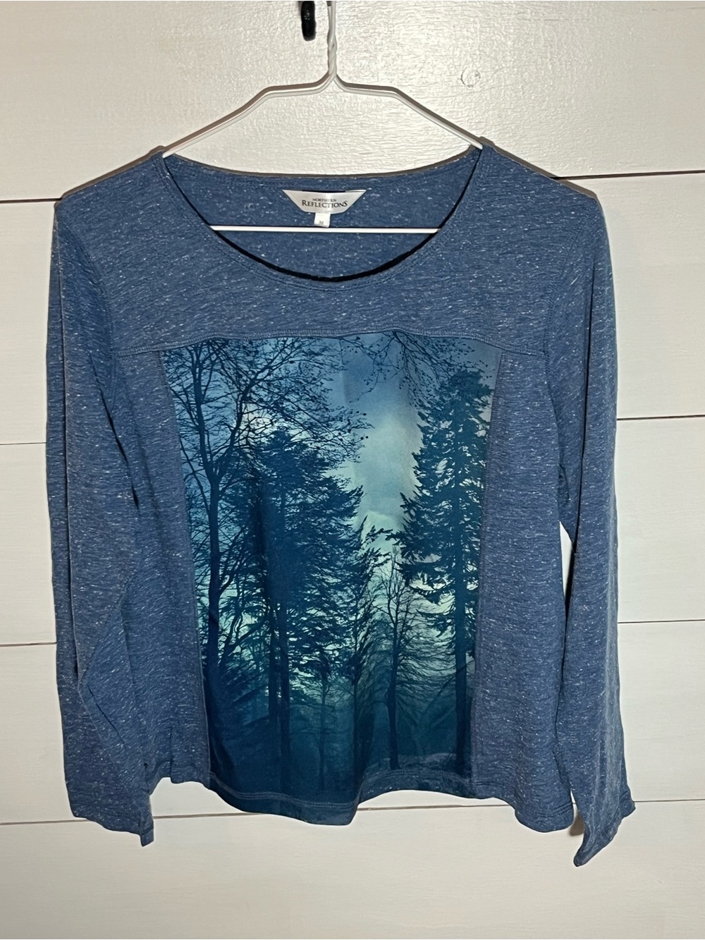 Northern Reflections Blue Scenic Forest Graphic Long-Sleeve Top